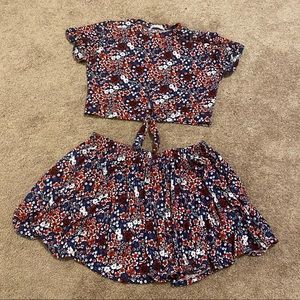 Rebdolls 2-piece Set Red & Blue Flowers